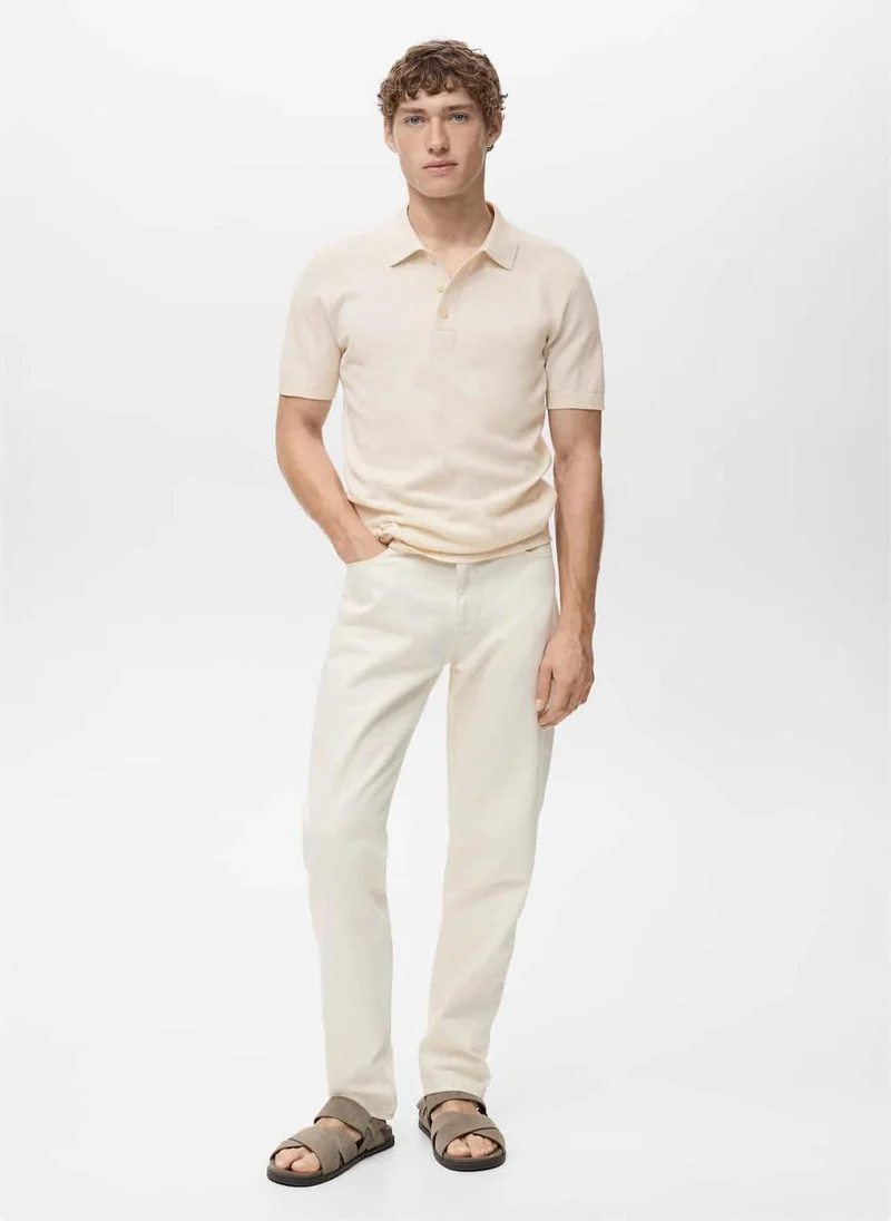 Mango Man Fine-knit cotton polo t- shirt
