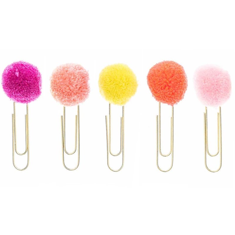 RICO DESIGN Paper Clips With Pompoms - Pink