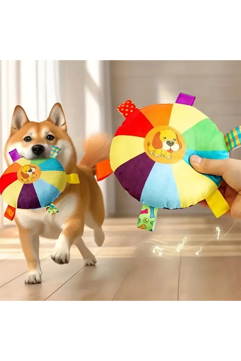 erorex 1pcs Pattern Random 1Pc Interactive Plush Flying Disc Dog Toy With Sound, Durable Chew Toy For All D