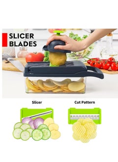 ELTRAZONE Vegetable Chopper, Pro Onion Chopper, 14 in 1Multifunctional Food Chopper, Kitchen Vegetable Slicer Dicer Cutter,Veggie Chopper With 8 Blades,Carrot and Garlic Chopper With Container  - Image 4