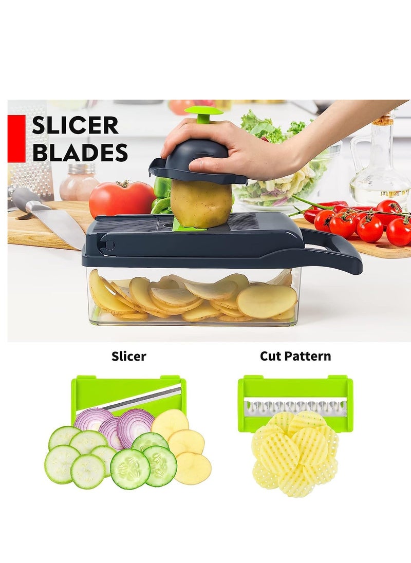 ELTRAZONE - Vegetable Chopper, Pro Onion Chopper, 14 in 1Multifunctional Food Chopper, Kitchen Vegetable Slicer Dicer Cutter,Veggie Chopper With 8 Blades,Carrot and Garlic Chopper With Container - Image 1