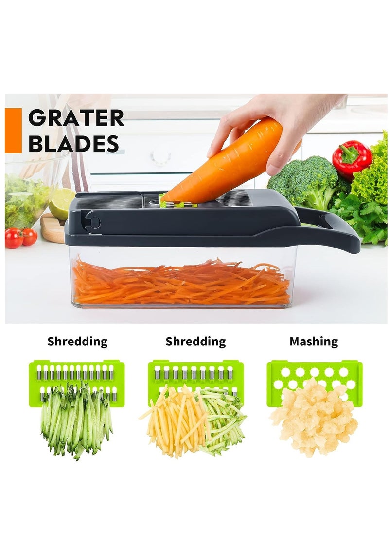 ELTRAZONE - Vegetable Chopper, Pro Onion Chopper, 14 in 1Multifunctional Food Chopper, Kitchen Vegetable Slicer Dicer Cutter,Veggie Chopper With 8 Blades,Carrot and Garlic Chopper With Container - Image 1