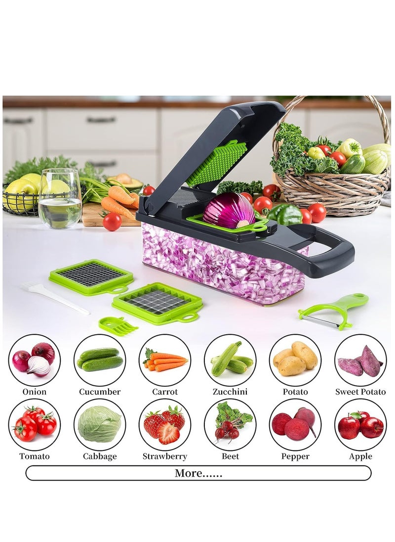 ELTRAZONE - Vegetable Chopper, Pro Onion Chopper, 14 in 1Multifunctional Food Chopper, Kitchen Vegetable Slicer Dicer Cutter,Veggie Chopper With 8 Blades,Carrot and Garlic Chopper With Container - Image 1