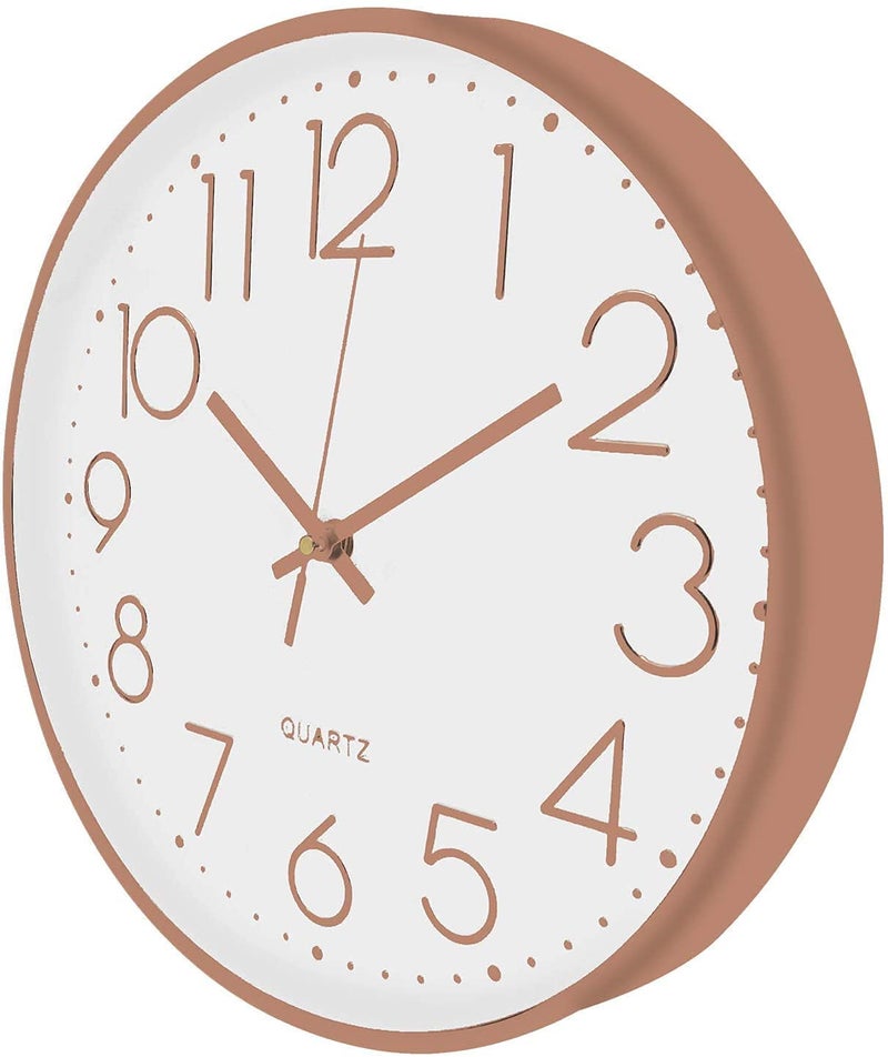 HOLLIO Wall Clock for Home 125 Silent Quartz Decorative Wall Clock NonTicking Classic Digital Clock Battery Operated Round Easy to Read RoomHomeKitchenBedroomOfficeSchool White Rose Gold - Image 4