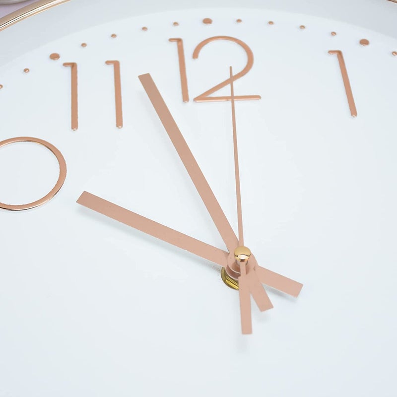 HOLLIO Wall Clock for Home 125 Silent Quartz Decorative Wall Clock NonTicking Classic Digital Clock Battery Operated Round Easy to Read RoomHomeKitchenBedroomOfficeSchool White Rose Gold - Image 3