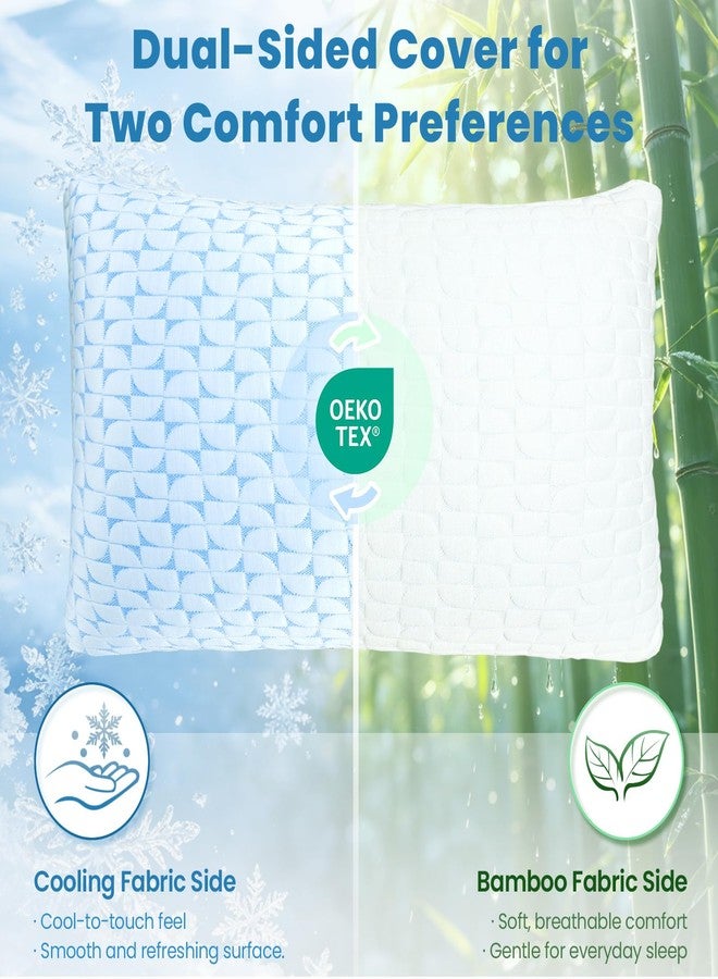 QUTOOL Firm Pillow Shredded Memory Foam, Cooling Pillow for Hot Sleeper, Adjustable Bed Pillow for Side Back Stomach Sleepers, Washable Cover, CertiPUR-US Certified, Queen Size Set of 2 - Image 4
