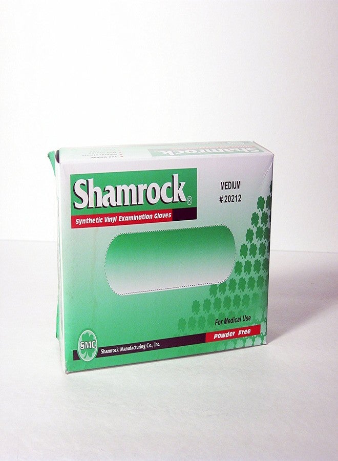 Shamrock: 20212: Synthetic/Vinyl Powder Free Examination Gloves: Medium: Box of 100 - Image 1