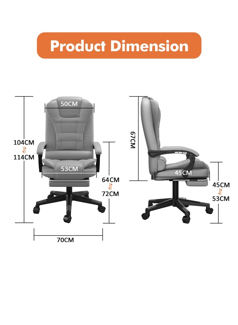 HAVERTYS Ergonomic Office Chair Executive Chair PU Leather Reclining Chair  High-Back  Gaming Chair with Foot Padel  Adjustable Height Computer Chair - Image 2