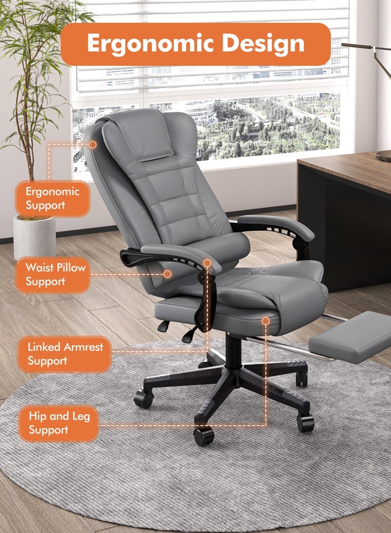 HAVERTYS Ergonomic Office Chair Executive Chair PU Leather Reclining Chair  High-Back  Gaming Chair with Foot Padel  Adjustable Height Computer Chair - Image 3