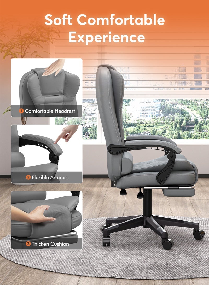 HAVERTYS Ergonomic Office Chair Executive Chair PU Leather Reclining Chair  High-Back  Gaming Chair with Foot Padel  Adjustable Height Computer Chair - Image 4