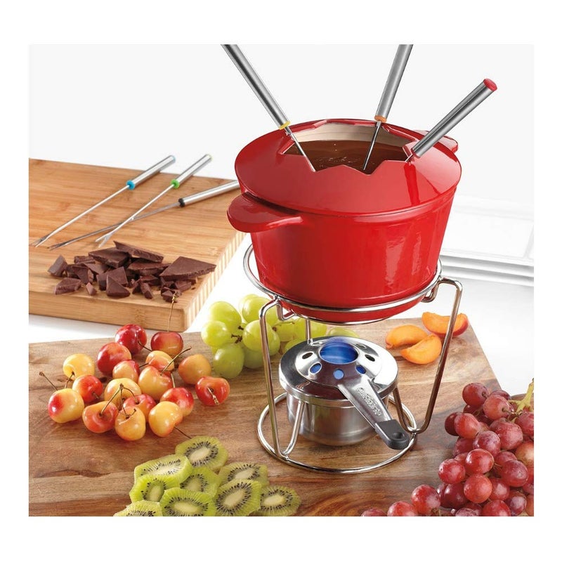 Cuisinart Cuisinart 13-Piece Cast Iron Fondue Set, Red  - Image 4