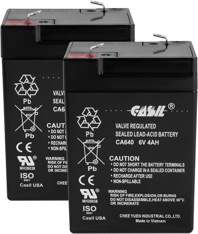 Casil 6V 4Ah Replacement Battery Compatible with Fire Alarm, Burglar Alarm 2 Pack - Image 1