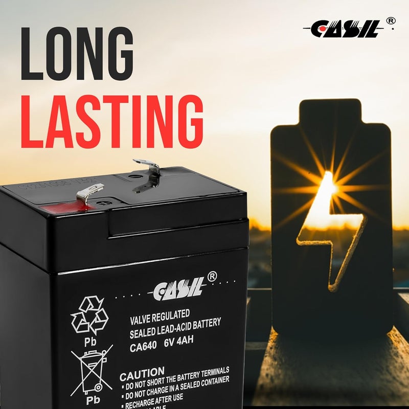 Casil 6V 4Ah Replacement Battery Compatible with Fire Alarm, Burglar Alarm 2 Pack - Image 4