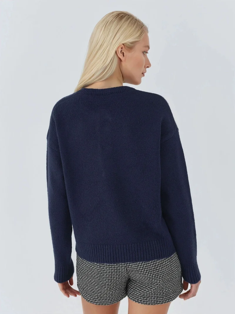 HICCUP Soft Textured Knit Sweater with Buttons