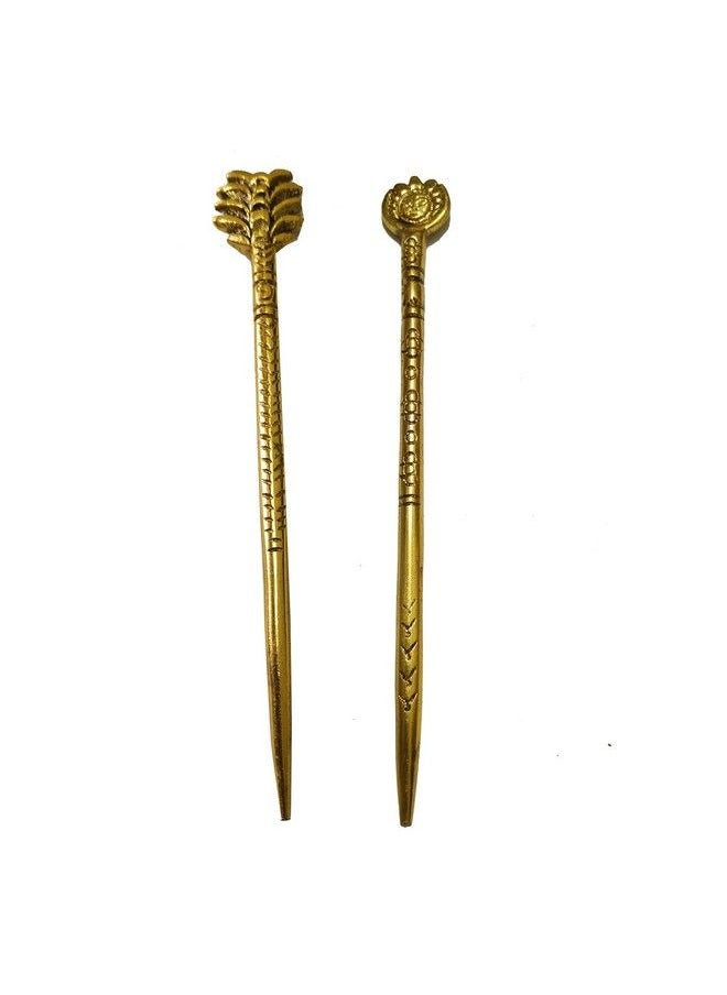 Salvus App SOLUTIONS Oxidised Metal Hair Sticks For Womencombo Of 2 (Gold_6.5 Inch) (Assorted)  - Image 2
