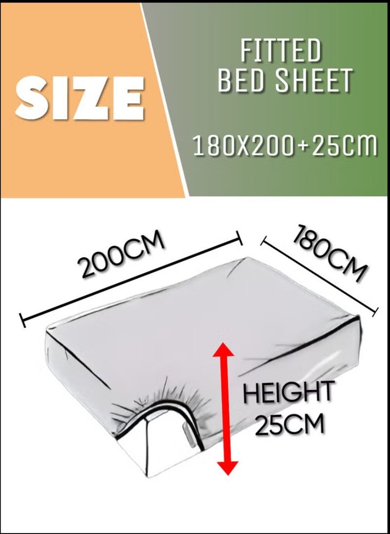 Blueberry طقم ملاءات سرير ملكي مخطط باللون الأسود من القطن 3 قطع بجيب عميق 180x200+25 سم - Image 3