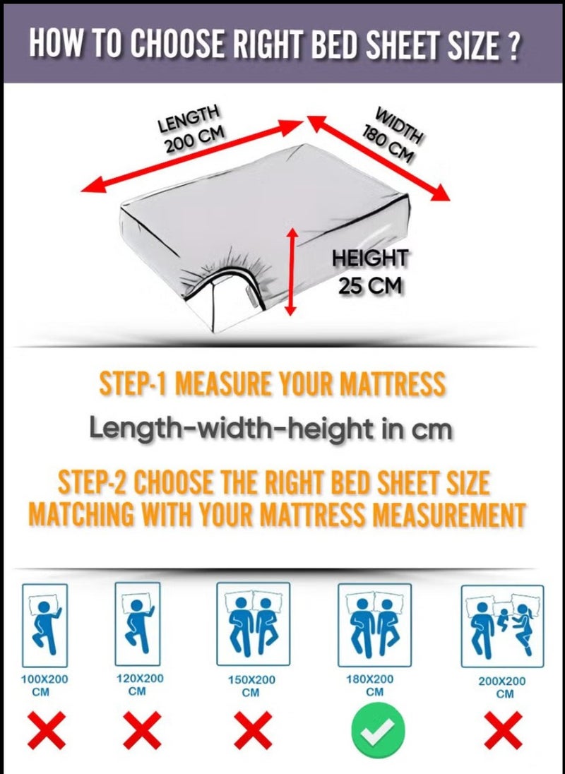 Blueberry طقم ملاءات سرير ملكي مخطط باللون الأسود من القطن 3 قطع بجيب عميق 180x200+25 سم - Image 4