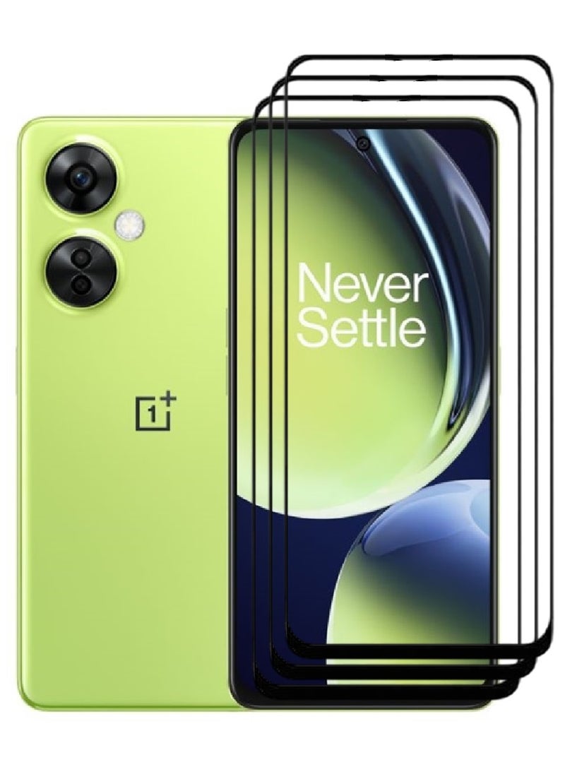 AINA 3 قطع من واقي الشاشة الزجاجي المقوى 5D مصمم لهاتف OnePlus Nord CE 3 Lite مع تغطية كاملة للشاشة من الحافة إلى الحافة وخالية من الفقاعات - Image 1
