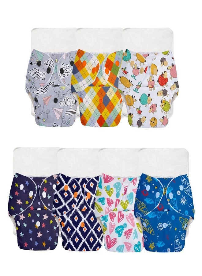 سوبربوتمز حفاضات قماشية متطورة مانعة للتسرب من سوبربوتومز، عالية الامتصاص، مصنوعة من القطن بنسبة 100%، عبوة من 7 حفاضات قابلة لإعادة الاستخدام و7 فوط صحية داخلية، قابلة للغسل، مناسبة للأطفال من عمر 3 أشهر إلى 3 سنوات، قابلة للتعديل، تقلل من الطفح الجلدي - Image 1