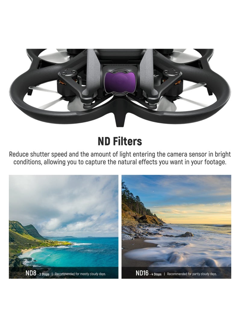 SOLARAE Magnetic ND/CPL Filter Set ND8/ND16/CPL/Magnetic Adapter, Compatible with DJI Avata Pro mini FPV Drone Accessories, Aluminum Alloy Frame Multi-Layer Coated HD Neutral Density Filters(3PCS) - Image 2