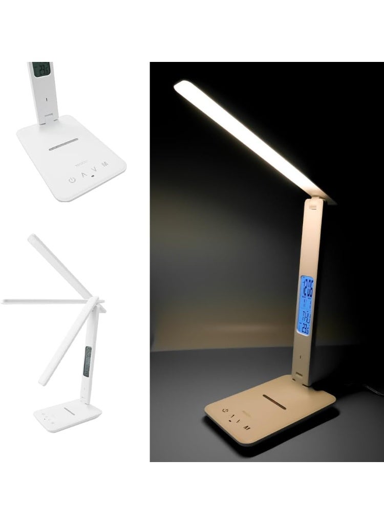 Yesido DS20 Desk Lamp, 5 Color Temperature Modes, 10W Wireless Charging Function, LCD Display, Clock & Perpetual Calendar & Alarm Display, Foldable, 420LM Luminous Flux, White - Image 5