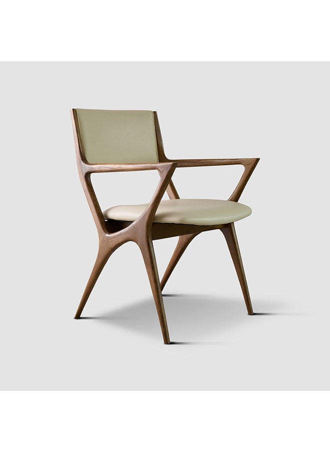 AL HUZAIFA FURNITURE - Eastwood Upholstered In PVC Natural Ashwood Walnut Dining Chair - Image 1