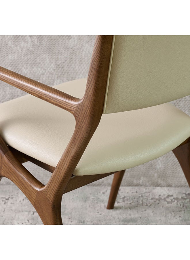 AL HUZAIFA FURNITURE - Eastwood Upholstered In PVC Natural Ashwood Walnut Dining Chair - Image 1