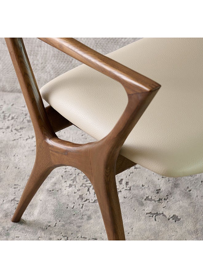 AL HUZAIFA FURNITURE - Eastwood Upholstered In PVC Natural Ashwood Walnut Dining Chair - Image 1