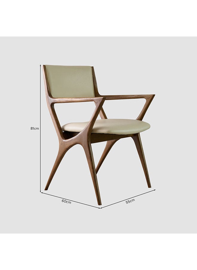 AL HUZAIFA FURNITURE - Eastwood Upholstered In PVC Natural Ashwood Walnut Dining Chair - Image 1