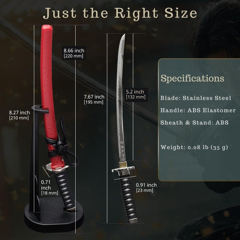 Wablade Japanese Samurai Katana Letter Opener, Made in Seki Japan, Envelope Opener with Display Stand, Functional Art Desk Decor Gift, Mini Katana Collectible, Desk Accessory (Tokugawa Ieyasu) - Image 4