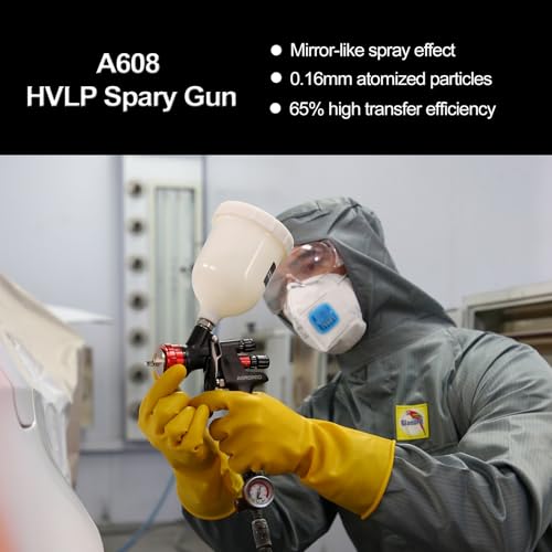 AEROPRO Tools A608 HVLP Air Spray Gun Kit, 1.3mm Nozzle, Regulator, 5pcs Paint Strainers, 600cc Cup, Auto Paint Spray Gun, Automotive Paint Gun, Car Paint Gun for Touch Up, Primer, Top Coat - Image 2