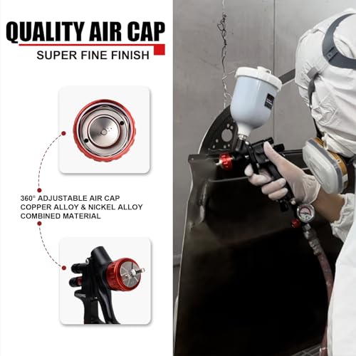 AEROPRO Tools A608 HVLP Air Spray Gun Kit, 1.3mm Nozzle, Regulator, 5pcs Paint Strainers, 600cc Cup, Auto Paint Spray Gun, Automotive Paint Gun, Car Paint Gun for Touch Up, Primer, Top Coat - Image 4