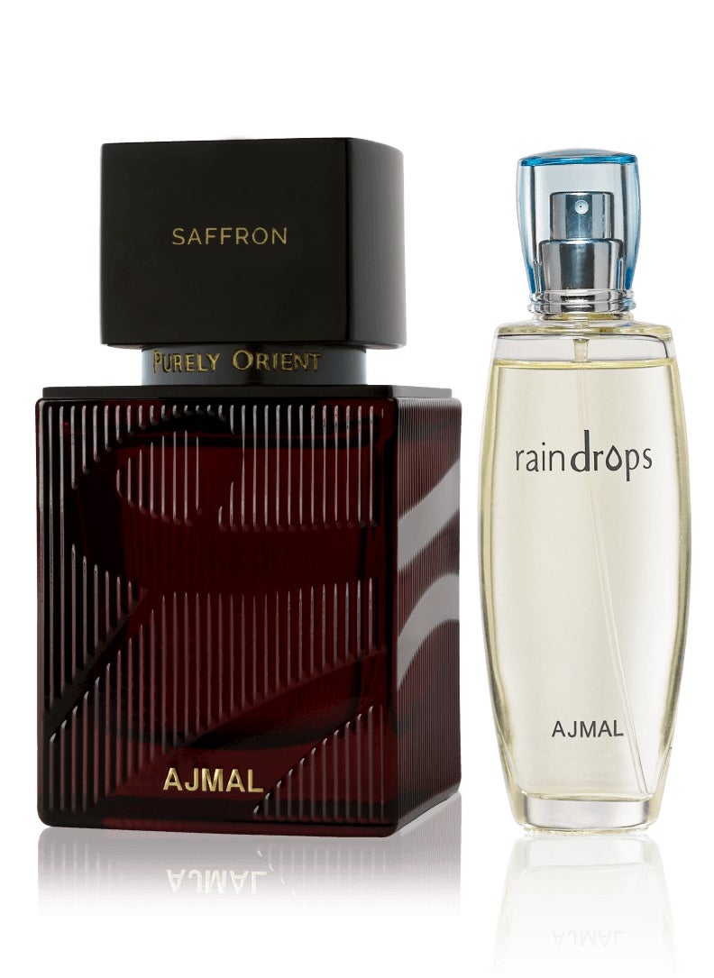 Ajmal Purely Orient Saffron EDP 75ml & Raindrops - Exotic Fragrance Duo 