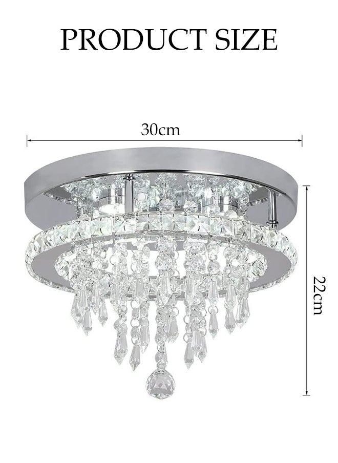 DUNISO Crystal Ceiling Lamp, Corridor Lamp, Entrance Lamp, 30cm Three-Color Variable Light, Balcony Cloakroom Aisle Lamp, Round Chandelier, Suitable For Corridor Entrance, Dining Room, Living Room, Study, Bedroom, Stairwell  - Image 2
