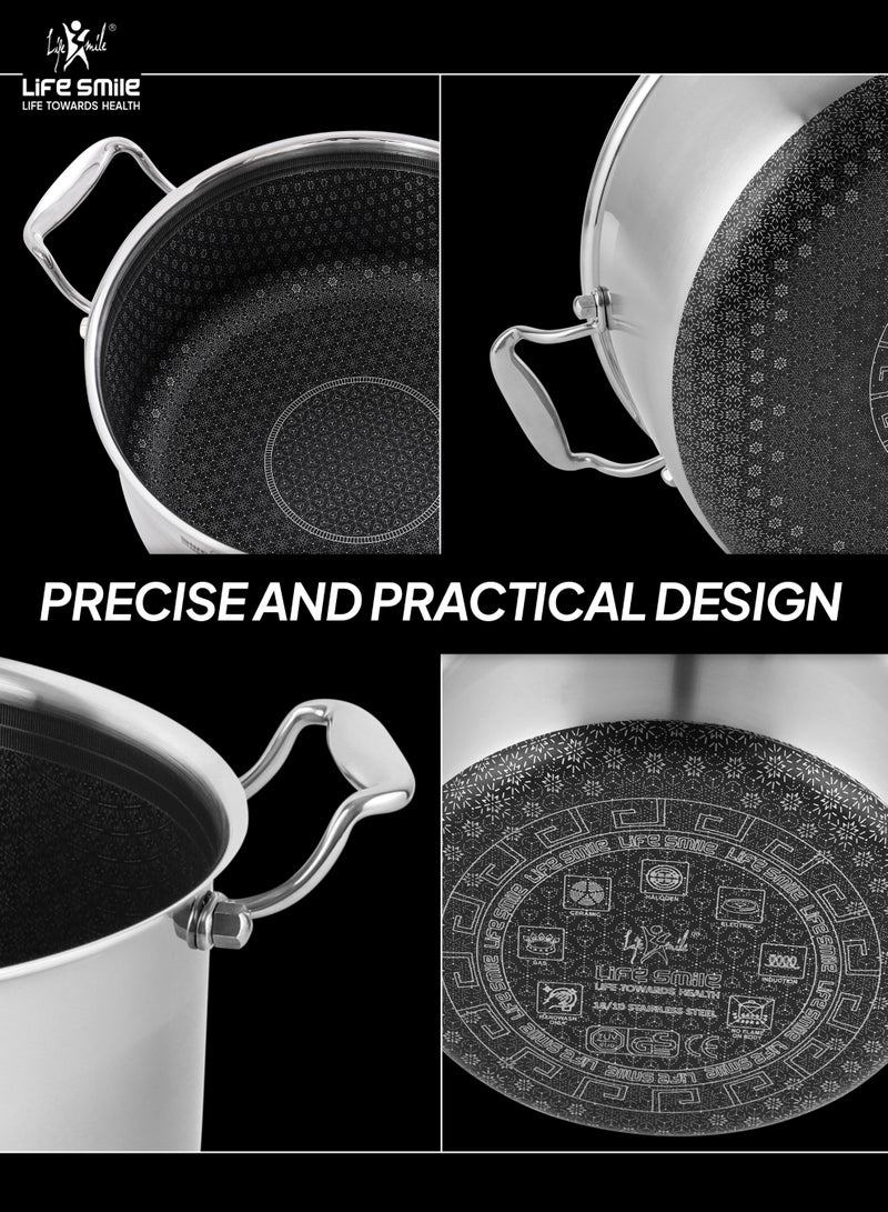 Life Smile وعاء حساء من الفولاذ المقاوم للصدأ الهجين 18/10 من لايف سمايل | نمط متشابك غير لاصق | أدوات طهي متوافقة مع الحث - 28 سم - Image 5