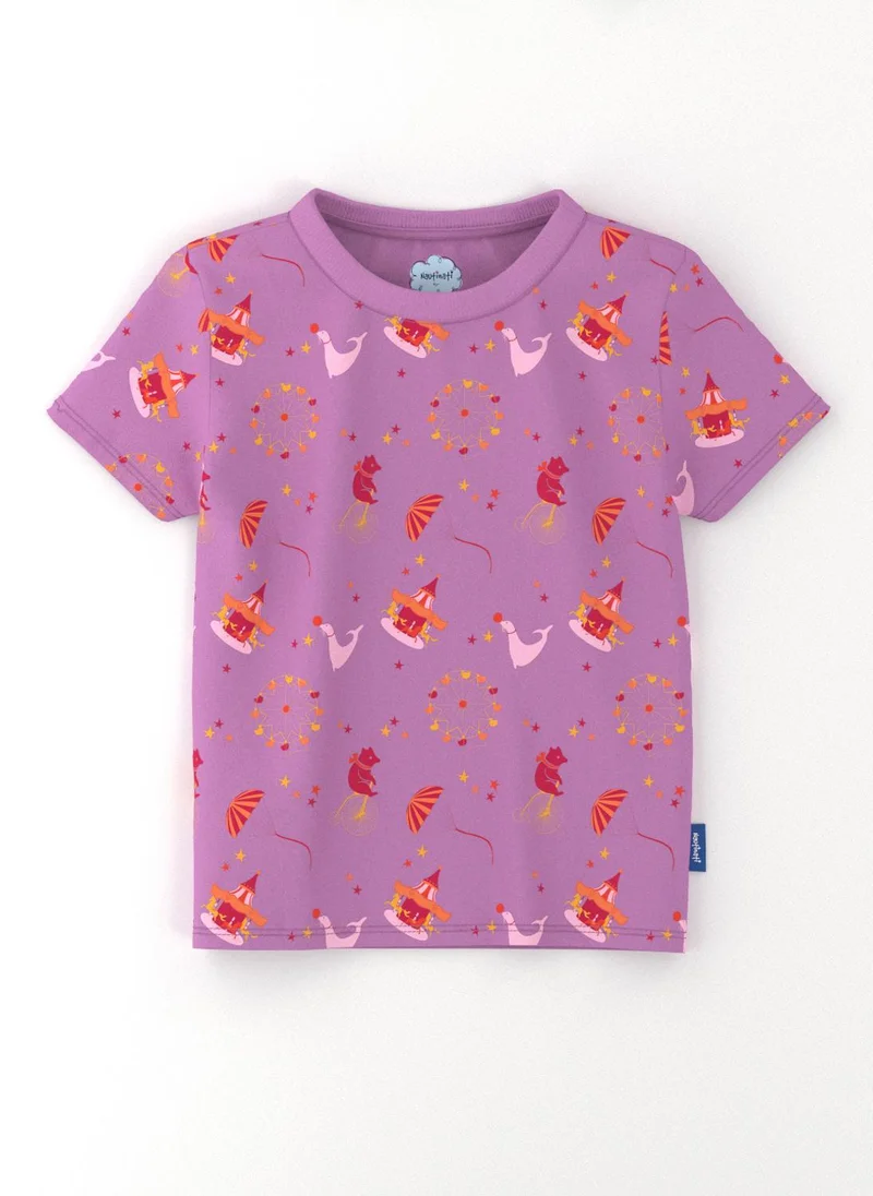 Nautinati Violet & Pink Nautinati Girls’ Animal Print Cotton T-shirts | Pack of 2 T-shirts for 2 to 10 Years for Women | Best Price UAE