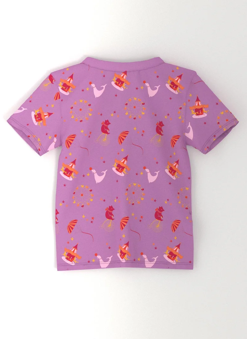 Nautinati Violet & Pink Nautinati Girls’ Animal Print Cotton T-shirts | Pack of 2 T-shirts for 2 to 10 Years for Women | Best Price UAE
