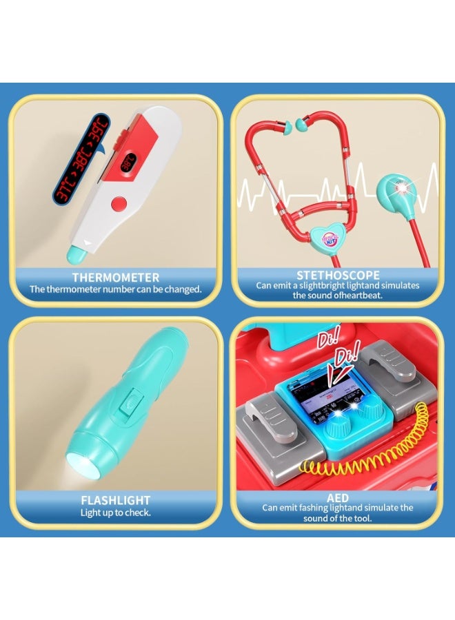 LBMT Doctor Kit for Toddlers Aged 3-5, Pretend Doctor Playset for Kids with Cart, Costume and Stethoscope, Role Play Medical Toys,Birthday/Party Gifts for Girls Boys (Blue) - Image 4