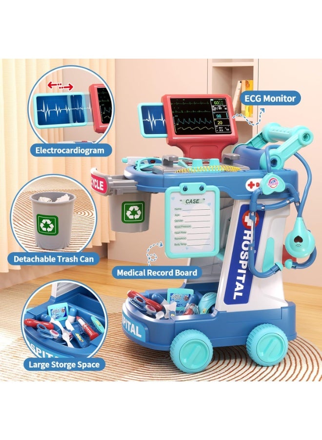 LBMT Doctor Kit for Toddlers Aged 3-5, Pretend Doctor Playset for Kids with Cart, Costume and Stethoscope, Role Play Medical Toys,Birthday/Party Gifts for Girls Boys (Blue) - Image 5