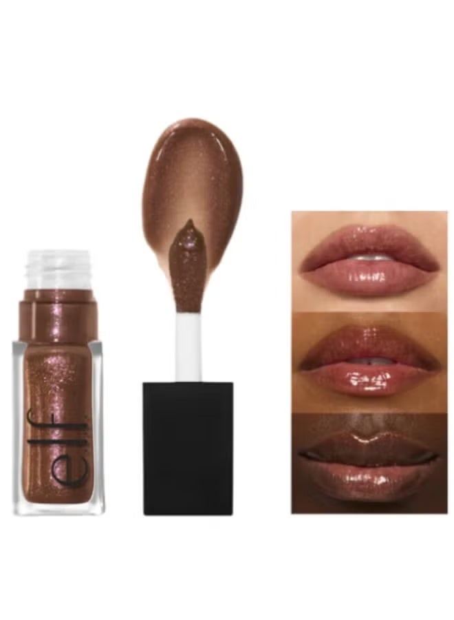 elf Glow Reviver Lip Oil, Nourishing and Hydrating with High-Shine Glimmer Finish & Sheer Wash Of Color, Minty Scent, Non-Sticky, Vegan & Cruelty-free, Chocoluxe - Image 1