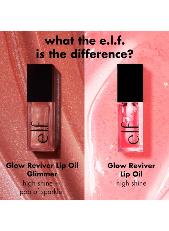 elf Glow Reviver Lip Oil, Nourishing and Hydrating with High-Shine Glimmer Finish & Sheer Wash Of Color, Minty Scent, Non-Sticky, Vegan & Cruelty-free, Chocoluxe - Image 3