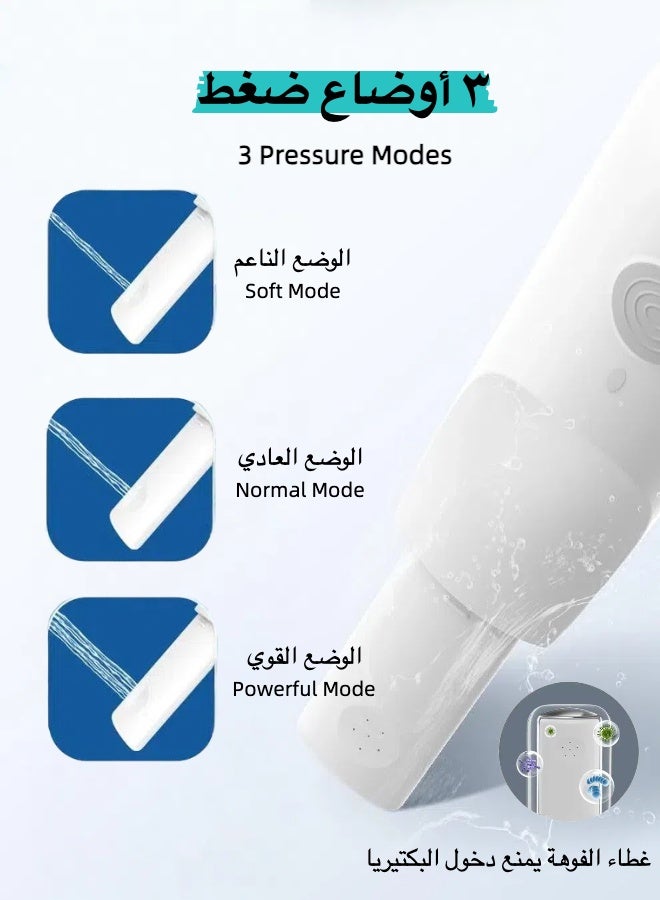 Portable Electric Travel Bidet, Rechargeable Handheld Shattaf with 800mAh Battery, 3 Pressure Modes, IPX7 Waterproof, Compatible with Bottled Water, Travel Bag for Hygiene, Baby & Postpartum Care - Image 3