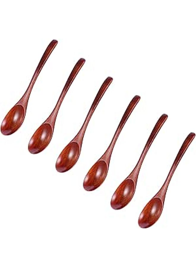 6pcs Wooden Soup Spoons Set Solid Wood Grain Ladle Lightweight Kitchen Utensils - Image 1