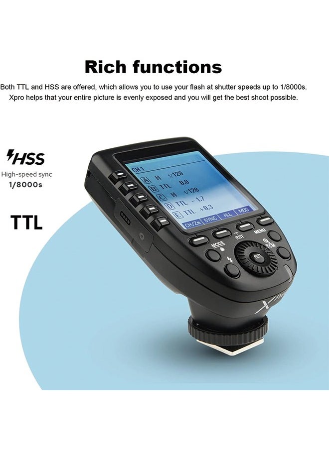 Godox - Godox XPro-S TTL 2.4G High-Speed Sync Wireless Flash Trigger Transmitter compatible for Sony Cameras, 1/8000s,11 Customizable Functions,16 Groups and 32 Channels,2.4G Wireless X System - Image 1