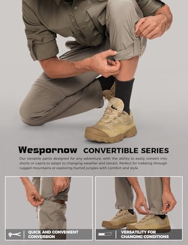 Wespornow Men's-Convertible-Hiking-Cargo-Pants Waterproof Quick Dry Zip Off Work Pants for Tactical Casual Fishing Camping Safari (Dark Khaki, X-Large) - Image 4