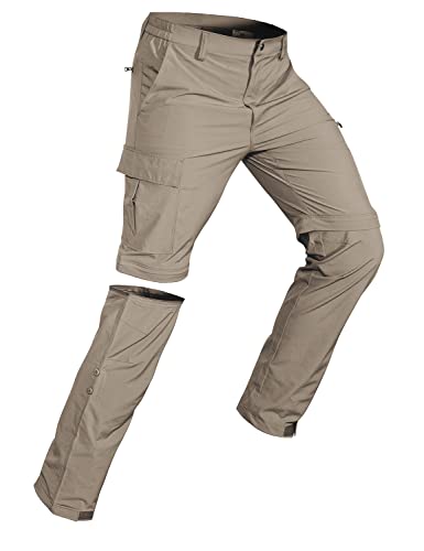 Wespornow Men's-Convertible-Hiking-Cargo-Pants Waterproof Quick Dry Zip Off Work Pants for Tactical Casual Fishing Camping Safari (Dark Khaki, X-Large) - Image 1