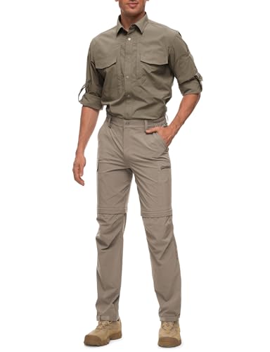 Wespornow Men's-Convertible-Hiking-Cargo-Pants Waterproof Quick Dry Zip Off Work Pants for Tactical Casual Fishing Camping Safari (Dark Khaki, X-Large) - Image 2