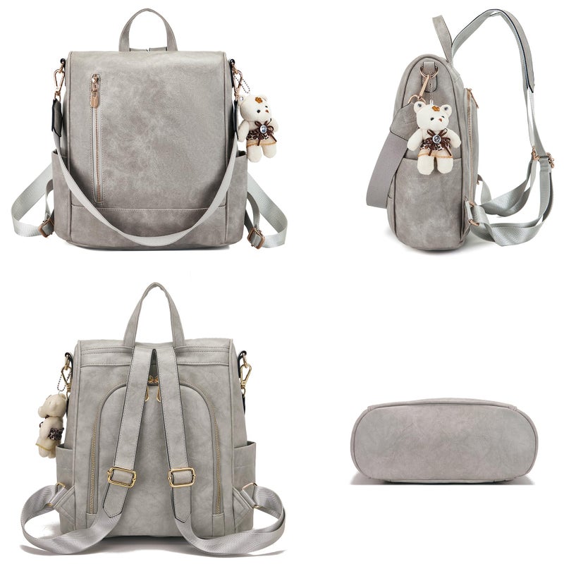 Soperwillton Women Fashion Backpack Purse Anti-Theft Leather Shoulder Bag Travel Multi Pockets Handbag Wallet Set 3pcs - Image 3