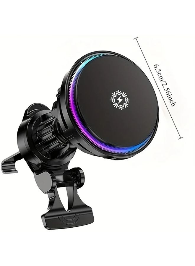 Black Magnetic Car Phone Holder With Ice Cooling Fast Wireless Charging For iPhone - Image 2