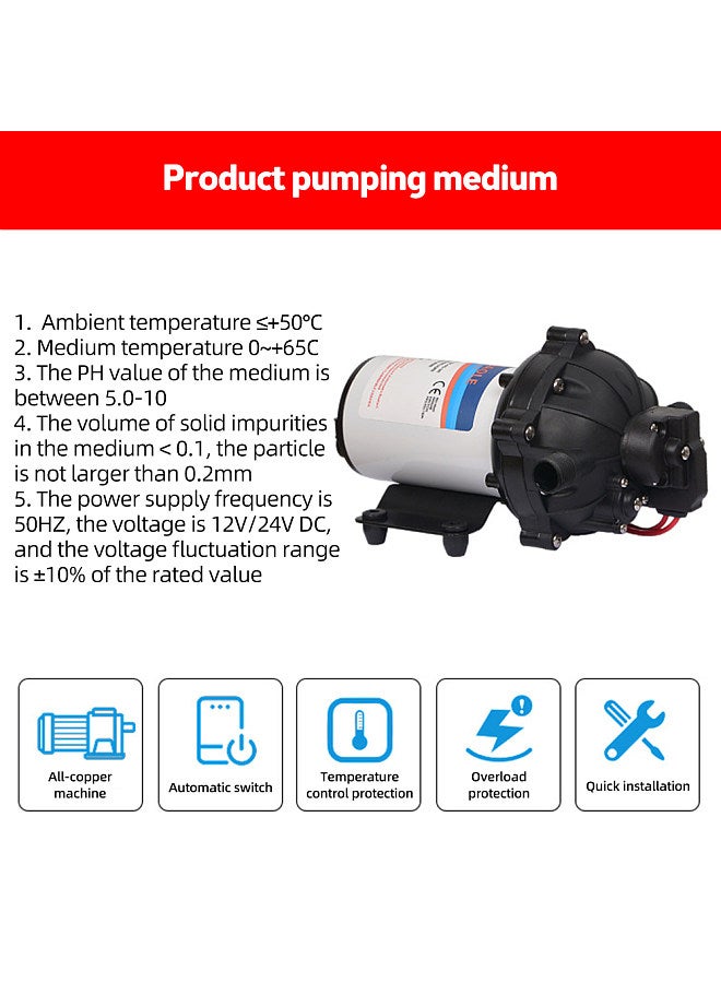 Generic 24V Water Pressure Diaphragm Pump 5-Chamber Self-Priming Pump 5.5GPM Water Transfer Pump 70PSI with Water Strainer Hose Fittings for Kitchen Bathroom RV Caravan Yacht Agriculture Garden Hose  - Image 2
